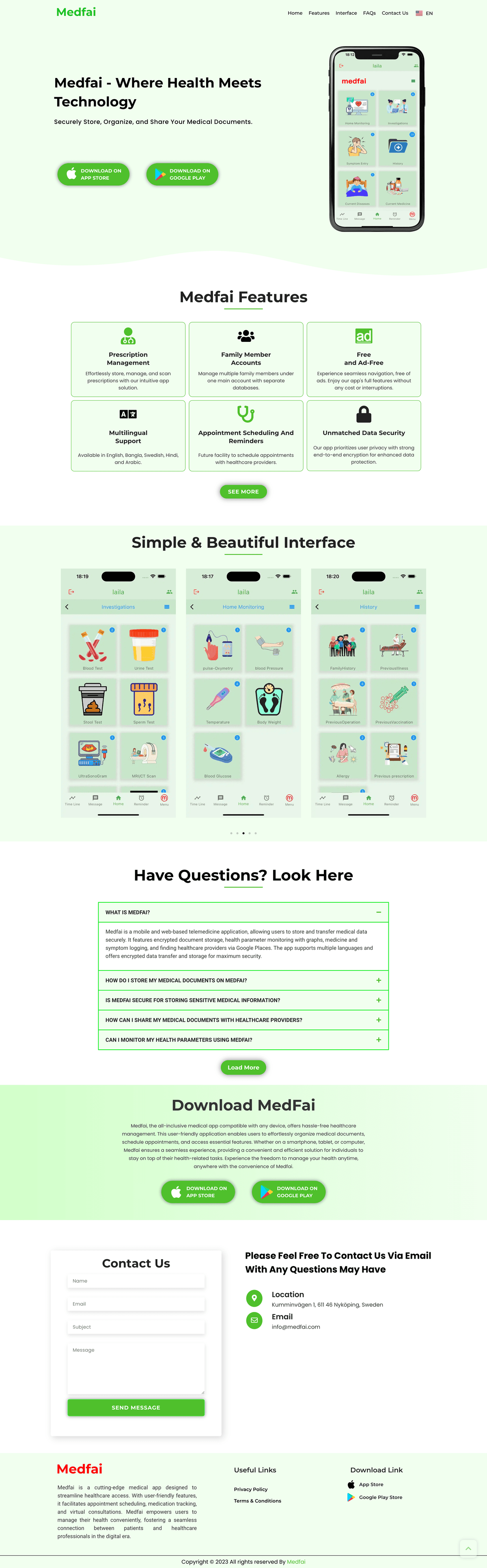 Medfai - Healthcare App Landing Page