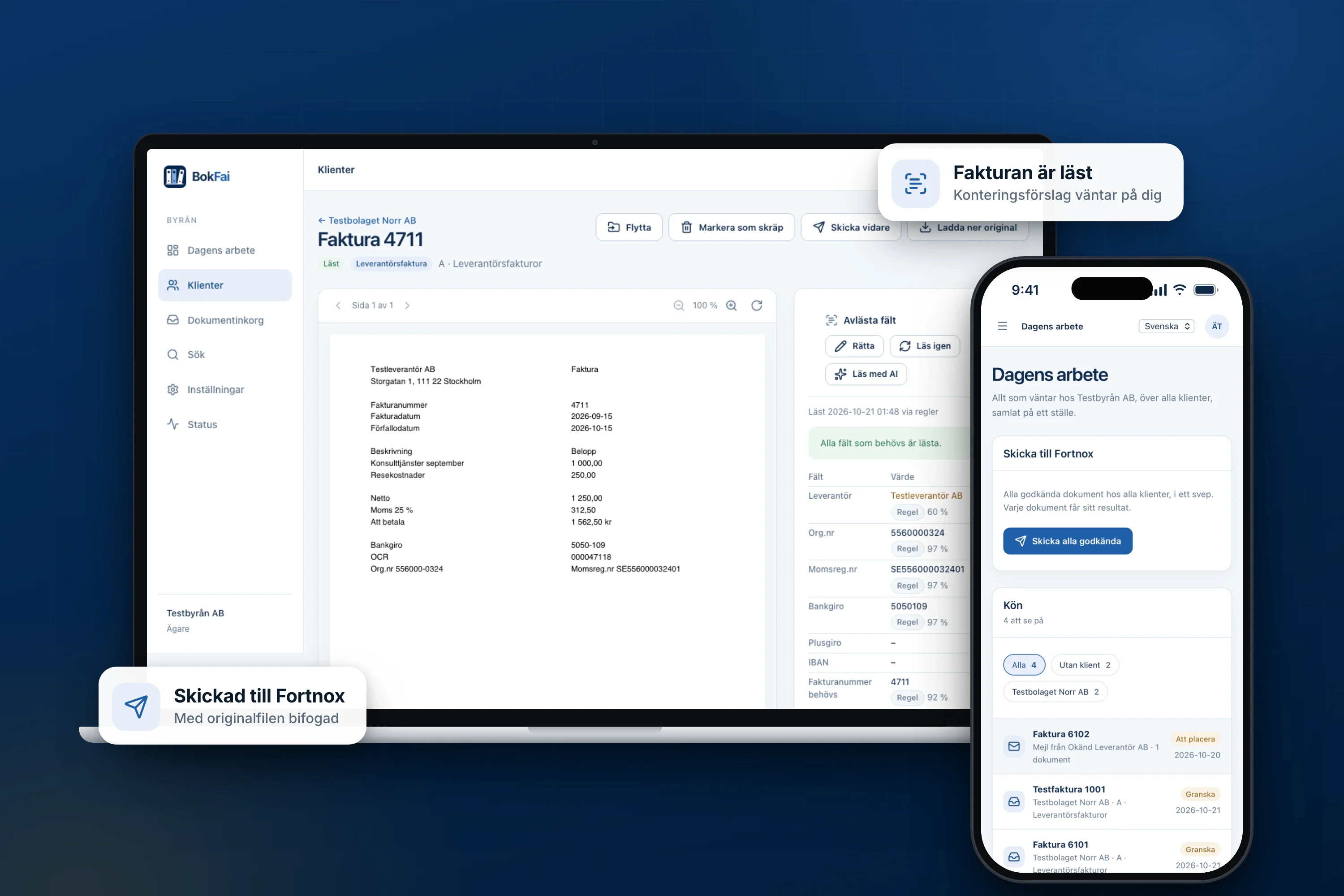 BokFai, the digital desk for accounting firms, on a laptop and a phone
